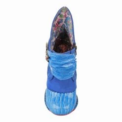 Miaow -IRREGULAR CHOICE Shop 3432 02CE 4 Miaow Iconic by Irregular Choice Blue Croc Cat High Heel Boots