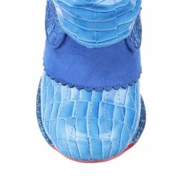 Miaow -IRREGULAR CHOICE Shop 3432 02CE 5 Miaow Iconic by Irregular Choice Blue Croc Cat High Heel Boots