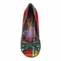 Dazzle Razzle Wide Fit -IRREGULAR CHOICE Shop 4136W 04CG 4 Dazzle Razzle Wide Fit Iconic by Irregular Choice Plaid Tartan Preppy Mid Heel Shoes
