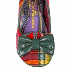 Dazzle Razzle Wide Fit -IRREGULAR CHOICE Shop 4136W 04CG 5 Dazzle Razzle Wide Fit Iconic by Irregular Choice Plaid Tartan Preppy Mid Heel Shoes
