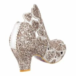 Meile -IRREGULAR CHOICE Shop 4255 46H 3 Meile Iconic by Irregular Choice Gold Glitter Heart Heeled Shoes