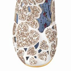 Meile -IRREGULAR CHOICE Shop 4255 46H 5 Meile Iconic by Irregular Choice Gold Glitter Heart Heeled Shoes