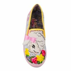 IRREGULAR CHOICE Bah Bah Beautiful 24 IRREGULAR CHOICE Bah Bah Beautiful -IRREGULAR CHOICE Shop 4515 23A 4 Bah Bah Beautiful Irregular Choice Spring Lamb Slip On Flat Trainer with Elasticated Sides