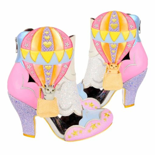 IRREGULAR CHOICE Up Up And Miaow Away -IRREGULAR CHOICE Shop 4606 05A 6 Up Up and Miaow Away Irregular Choice Cat Hot Air Balloon Mid Heel Boots
