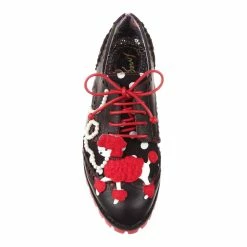 Sockhop Sweetie -IRREGULAR CHOICE Shop 4614 01D 4 Sockhop Sweetie Iconic by Irregular Choice Red Black Poodle Flat Brogues