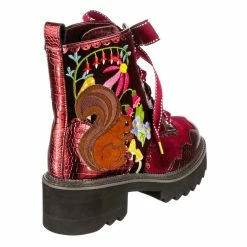 IRREGULAR CHOICE Sleepy Squirrel -IRREGULAR CHOICE Shop 4633 08C 3 Sleepy Squirrel Irregular Choice Chunky Black Lace Up Flat Walking Boots