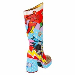 Team Up -IRREGULAR CHOICE Shop 4649 05A 3 Team Up Irregular Choice Justice League DC Superhero Chunky Platform High Heel Knee High Boots