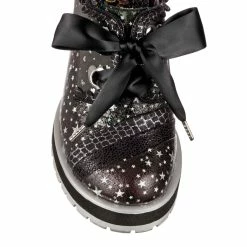 IRREGULAR CHOICE Stripes Out -IRREGULAR CHOICE Shop 4676 02B 5 Stripes Out Irregular Choice Curved Heel Lace Up Shoes