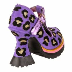 IRREGULAR CHOICE Leopard Liaisons -IRREGULAR CHOICE Shop 4677 03B 3 Leopard Liaisons Irregular Choice Purple Leopard T Bar Platform High Heel Shoes