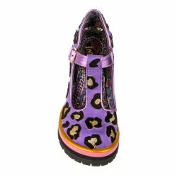 IRREGULAR CHOICE Leopard Liaisons -IRREGULAR CHOICE Shop 4677 03B 4 Leopard Liaisons Irregular Choice Purple Leopard T Bar Platform High Heel Shoes