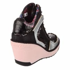 IRREGULAR CHOICE Home Run -IRREGULAR CHOICE Shop 4679 02B 3 Home Run Irregular Choice High Heel Wedge Trainers Black and Silver