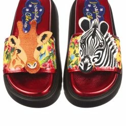 IRREGULAR CHOICE Wind Your Neck In -IRREGULAR CHOICE Shop 4686 06A 5 Wind Your Neck In Irregular Choice Platform Safari Zebra Giraffe Slider Sandals