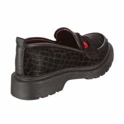 IRREGULAR CHOICE Love A Loaf -IRREGULAR CHOICE Shop 4697 06A 3 Love A Loaf Irregular Choice Black Croc Flat Slip On Loafers