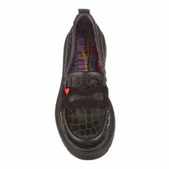 IRREGULAR CHOICE Love A Loaf -IRREGULAR CHOICE Shop 4697 06A 4 Love A Loaf Irregular Choice Black Croc Flat Slip On Loafers
