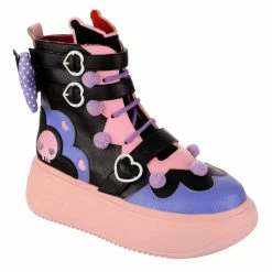 Spooky Kuromi 22 Spooky Kuromi -IRREGULAR CHOICE Shop 4708 01A 1a Spooky Kuromi Irregular Choice X Sanrio Halloween Pastel Goth Chunky Platform Ankle Boots