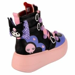 Spooky Kuromi 23 Spooky Kuromi -IRREGULAR CHOICE Shop 4708 01A 3a Spooky Kuromi Irregular Choice X Sanrio Halloween Pastel Goth Chunky Platform Ankle Boots