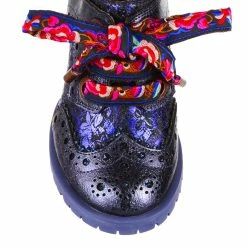 IRREGULAR CHOICE Glitter Grunge -IRREGULAR CHOICE Shop 4731 01B 5 Glitter Grunge Irregular Choice 90 s Floral Lace Up Blue Glitter Block High Heels 52061665 4e0d 4352 aa77 068a504d0e13