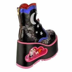 Kitty Cavern -IRREGULAR CHOICE Shop 4734 01A 3 Kitty Cavern Irregular Choice X Sanrio Halloween Hello Kitty Cut Out Goth Platform Ankle Boots