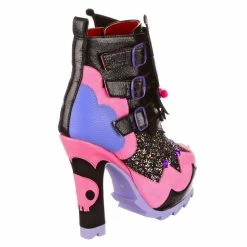Kuromi Cutie -IRREGULAR CHOICE Shop 4735 01A 3 Cutie Kuromi Irregular Choice X Sanrio Halloween Platform High Heel Biker Boots